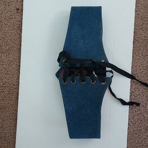 Blue seude cinch waist belt